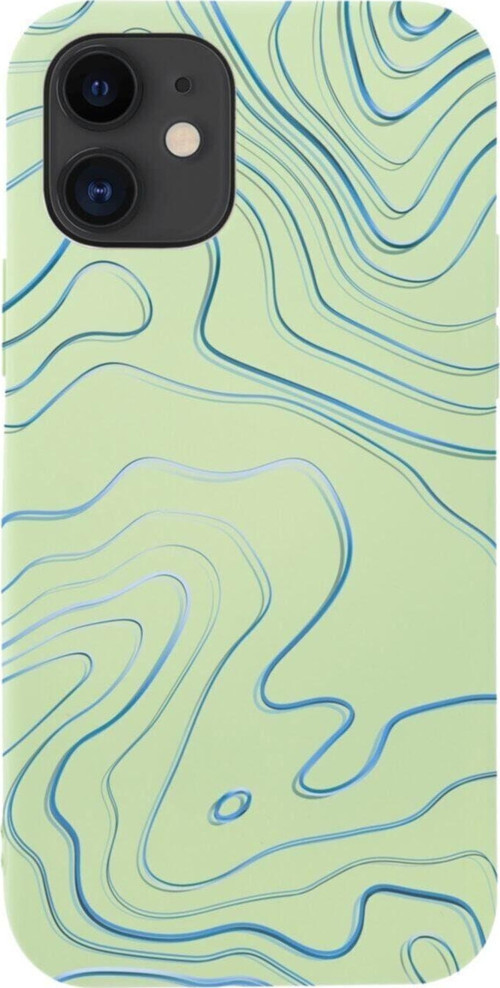 İphone 12 Blue Art Tasarımlı Yeşil Telefon Kılıfı