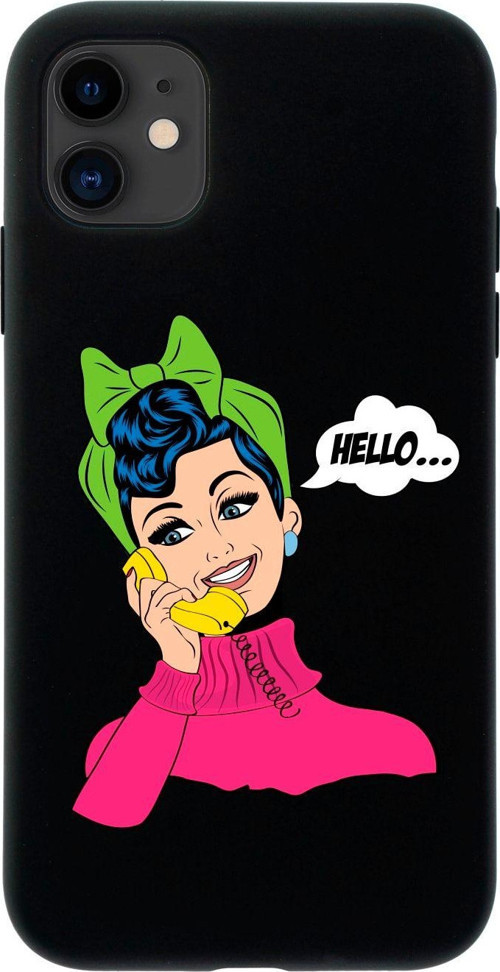 Iphone 11 Hello Tasarımlı Siyah Telefon Kılıfı