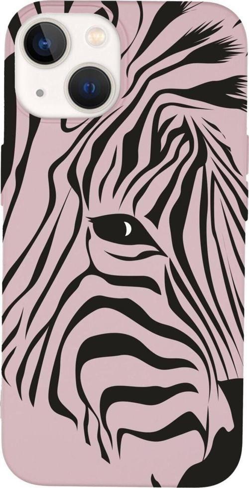 İphone 14 Zebra Head Desenli Lansman Pembe Telefon Kılıfı