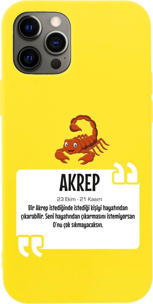 Iphone 12 Pro Akrep Burcu Tasarımlı Sarı Telefon Kılıfı
