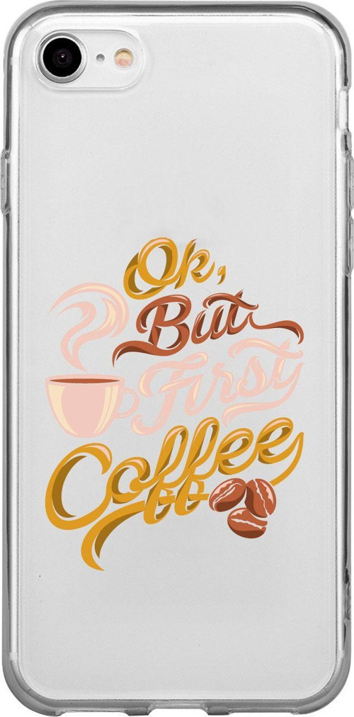 İphone 8 First Coffee Lens Korumalı Şeffaf Telefon Kılıfı