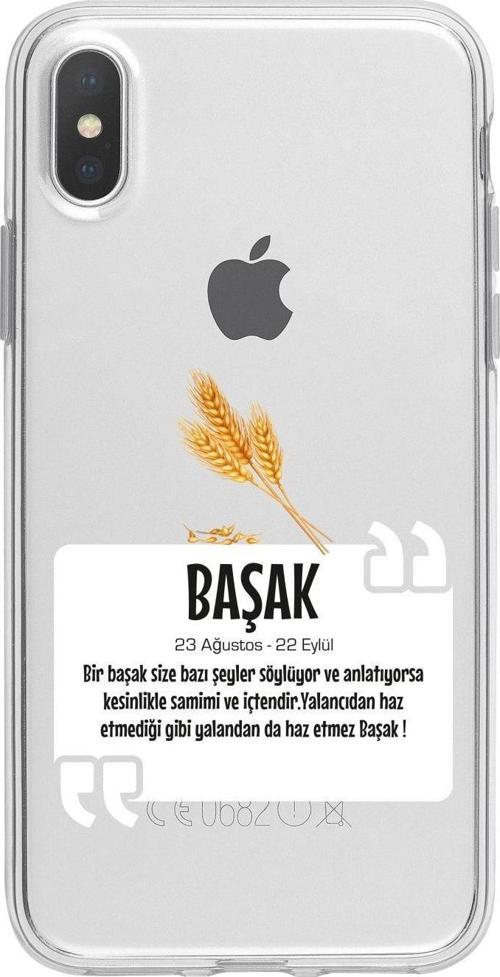 İphone Xs Başak Yıldız Desenli Şeffaf Telefon Kılıfı
