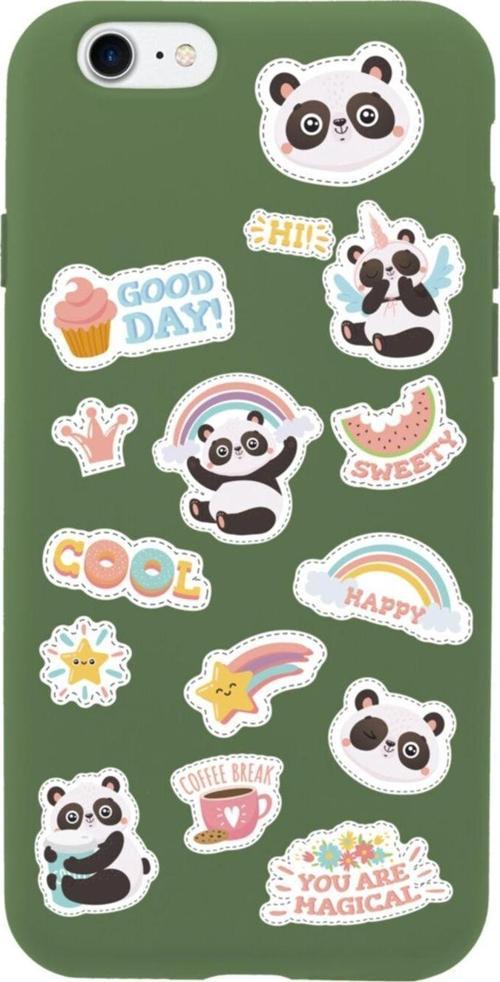 İphone 7 Sticker Panda Tasarımlı Haki Telefon Kılıfı