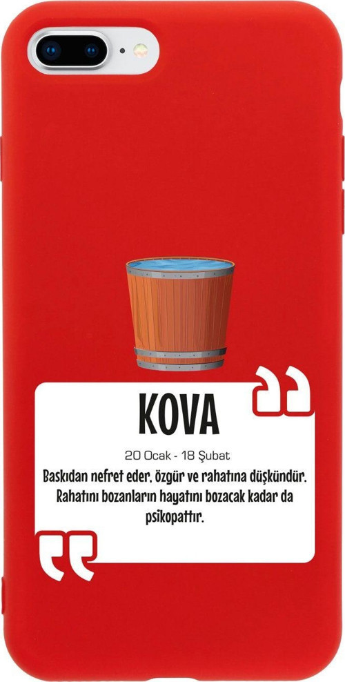 İphone 8 Plus Kova Burcu Tasarımlı Kırmızı Telefon Kılıfı