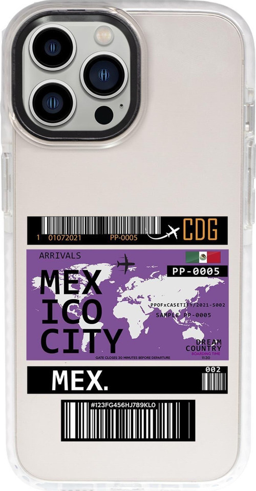 İphone 15 Pro Uyumlu Mexico Ticket Desenli Candy Bumper Darbe Emci Silikonlu Telefon Kılıfı