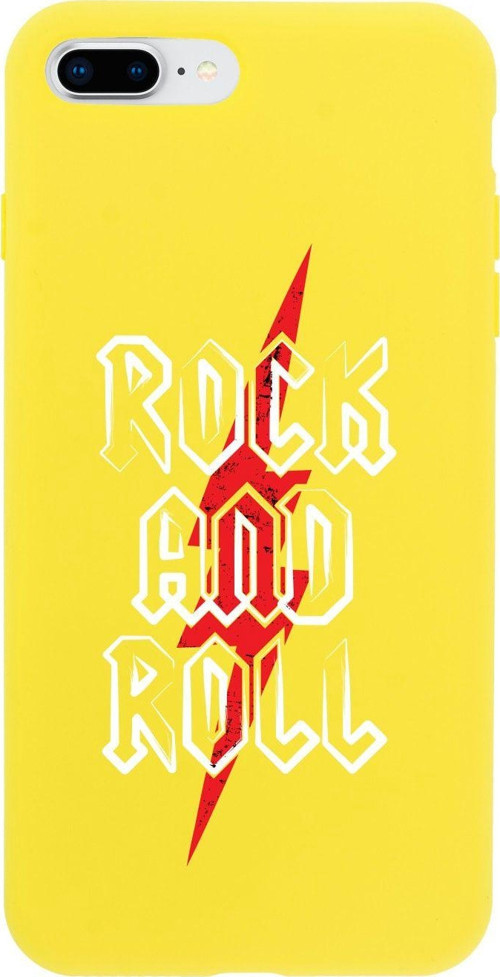 İphone 7 Plus Rock And Roll Tasarımlı Sarı Telefon Kılıfı
