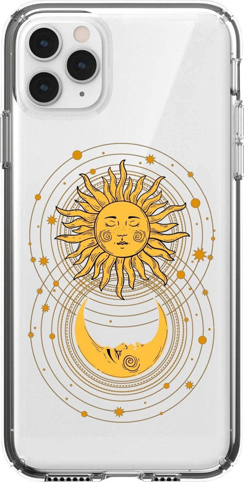 Iphone 11 Pro Uyumlu Max Moon & Sun Desenli Premium Şeffaf Silikon Kılıf