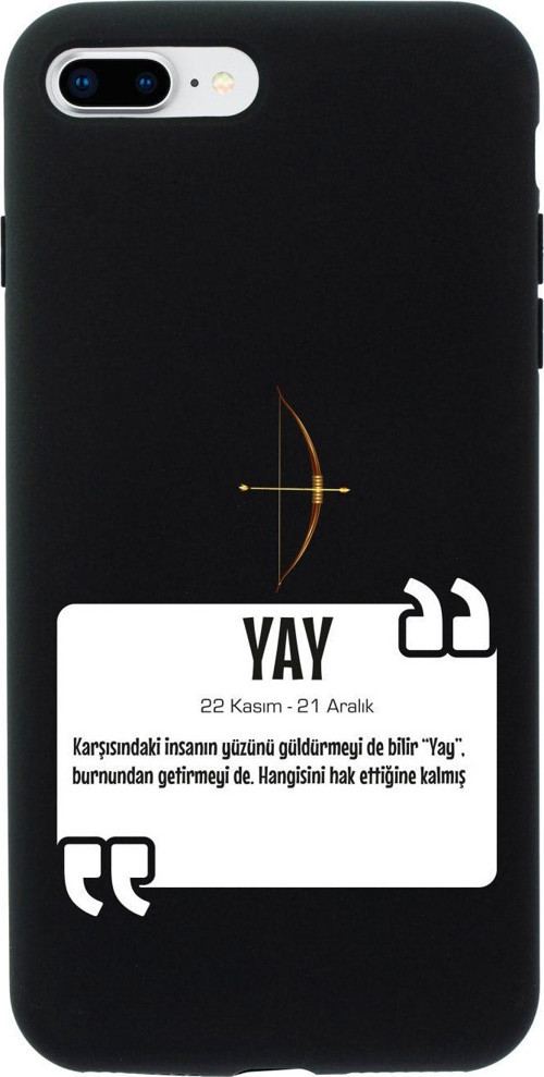 İphone 7 Plus Yay Burcu Tasarımlı Siyah Telefon Kılıfı