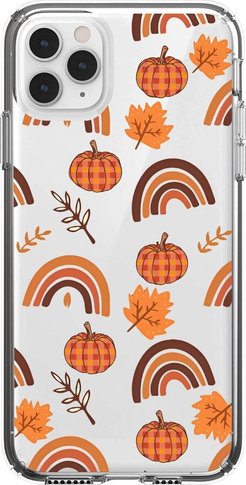 İphone 11 Pro Max Uyumlu Sonbahar Desenli Premium Şeffaf Silikon Kılıf
