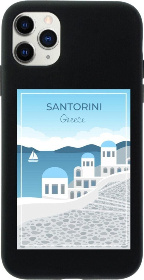 Iphone 11 Pro Santorini Tasarımlı Siyah Telefon Kılıfı