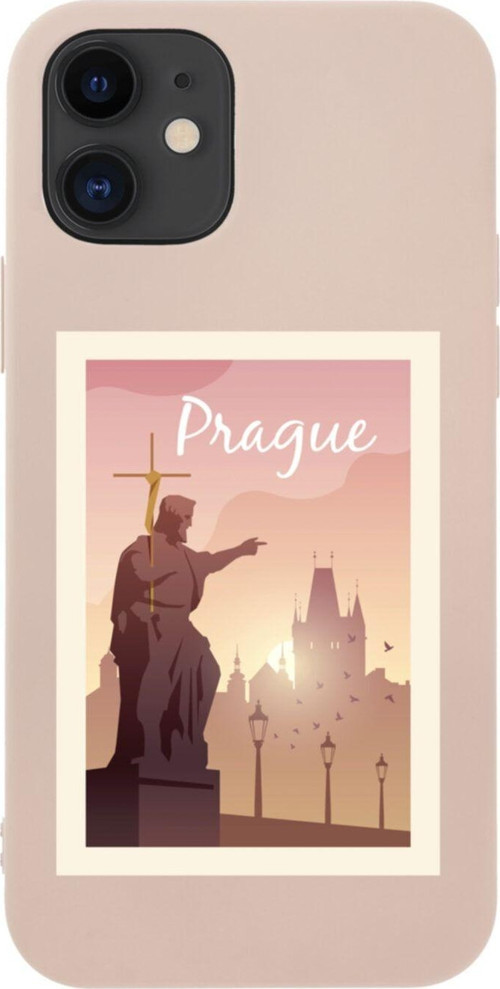 İphone 12 Prague Tasarımlı Pembe Telefon Kılıfı
