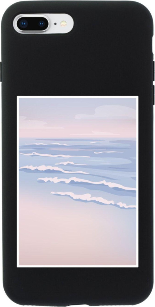 İphone 7 Plus Sea ??And Wave Tasarımlı Siyah Telefon Kılıfı