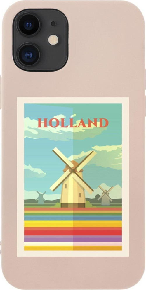İphone 12 Holland Tasarımlı Pembe Telefon Kılıfı
