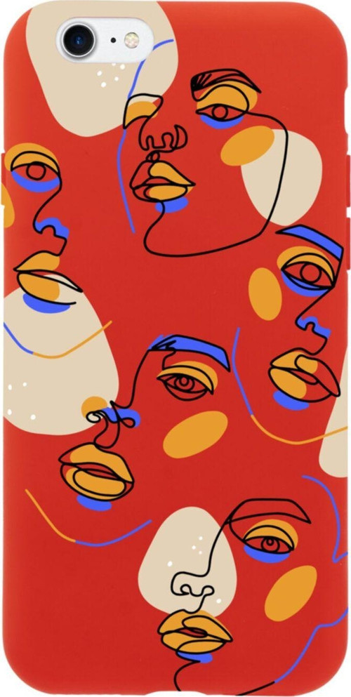 İphone Se Surreal Face Tasarımlı Kırmızı Telefon Kılıfı