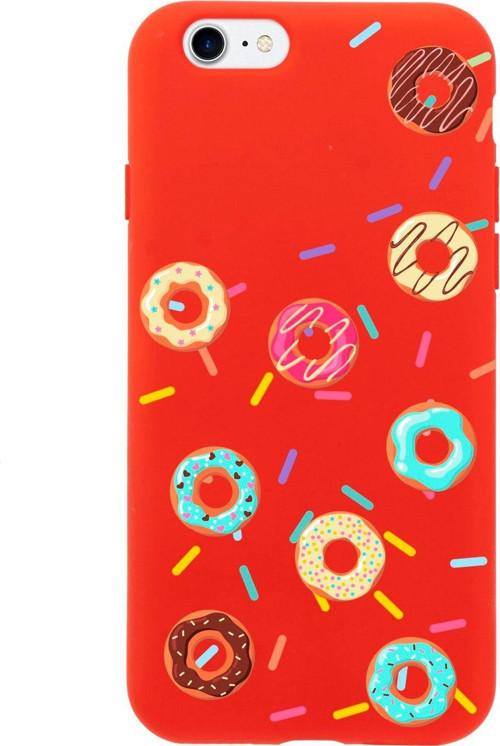 İphone 8 Donuts Tasarımlı Kırmızı Telefon Kılıfı