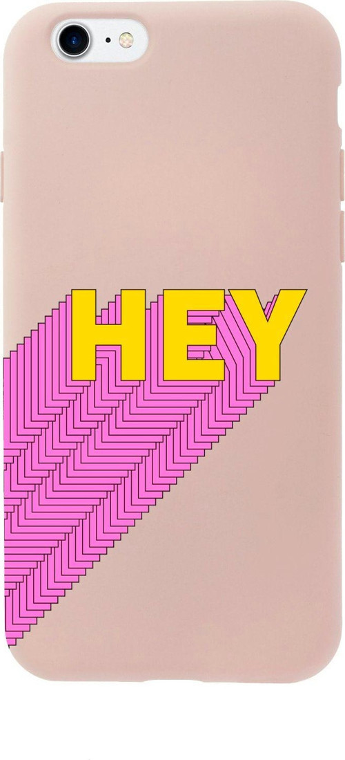 İphone Se Hey Tasarımlı Pembe Telefon Kılıfı
