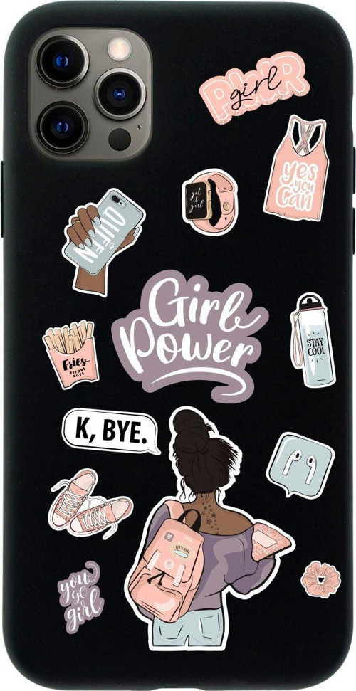 Iphone 12 Pro Max Girl Power Tasarımlı Siyah Telefon Kılıfı