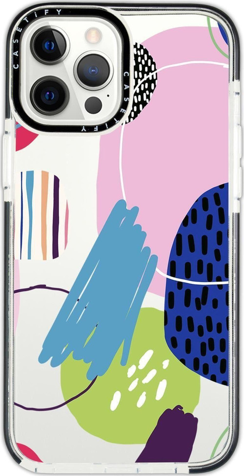 Iphone 12 Pro Casetify Art Design Anti Shock Premium Silikonlu Siyah Kenar Detaylı Telefon Kılıfı