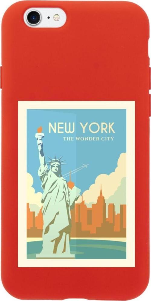 İphone 7 New York Tasarımlı Kırmızı Telefon Kılıfı