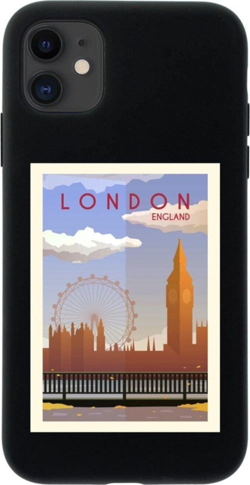Iphone 11 London Tasarımlı Siyah Telefon Kılıfı