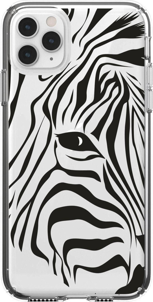 Iphone 11 Pro Max Zebra Head Desenli Şeffaf Telefon Kılıfı
