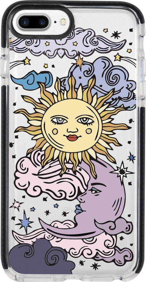 İphone 8 Plus Güneş & Ay Desenli Candy Bumper Silikonlu Telefon Kılıfı
