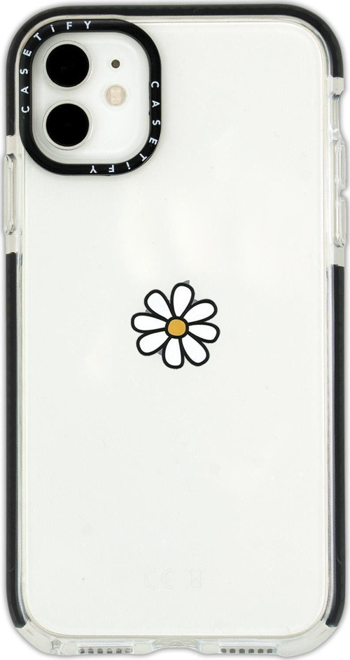 İphone 12 Casetify Papatya Desenli Anti Shock Premium Silikonlu Siyah Kenar Detaylı Telefon Kılıfı