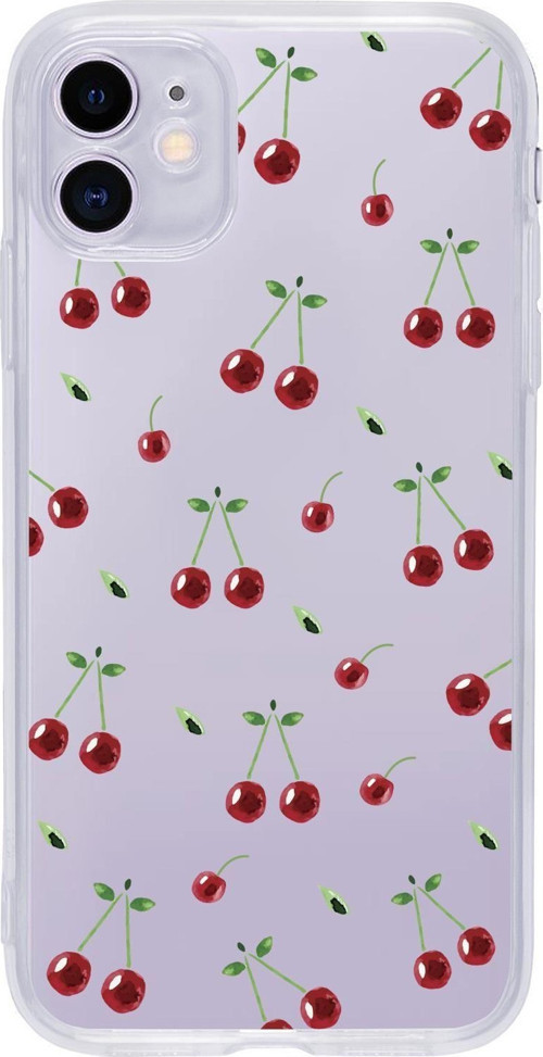 İphone 11 Uyumlu Kiraz Premium Şeffaf Silikon Kılıf