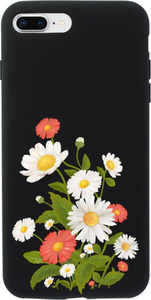 İphone 7 Plus Daisy Tasarımlı Siyah Telefon Kılıfı