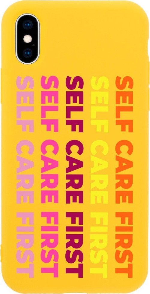İphone X Self Care Fırst Tasarımlı Sarı Telefon Kılıfı
