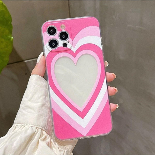 Apple Iphone 11 Kalp Temalı Pembe Beyaz Şeffaf Telefon Kılıfı