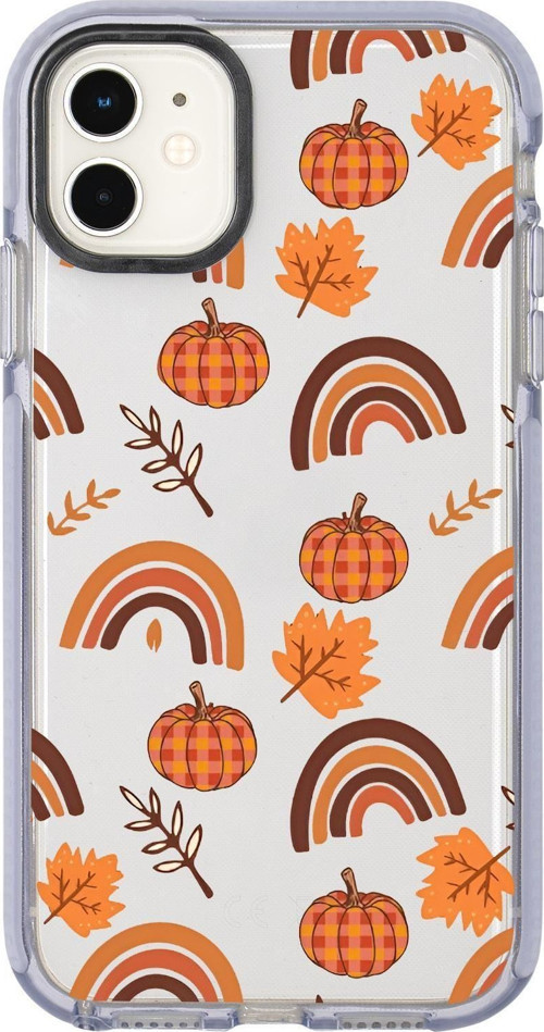 İphone 12 Uyumlu Sonbahar Desenli Candy Bumper Silikonlu Telefon Kılıfı