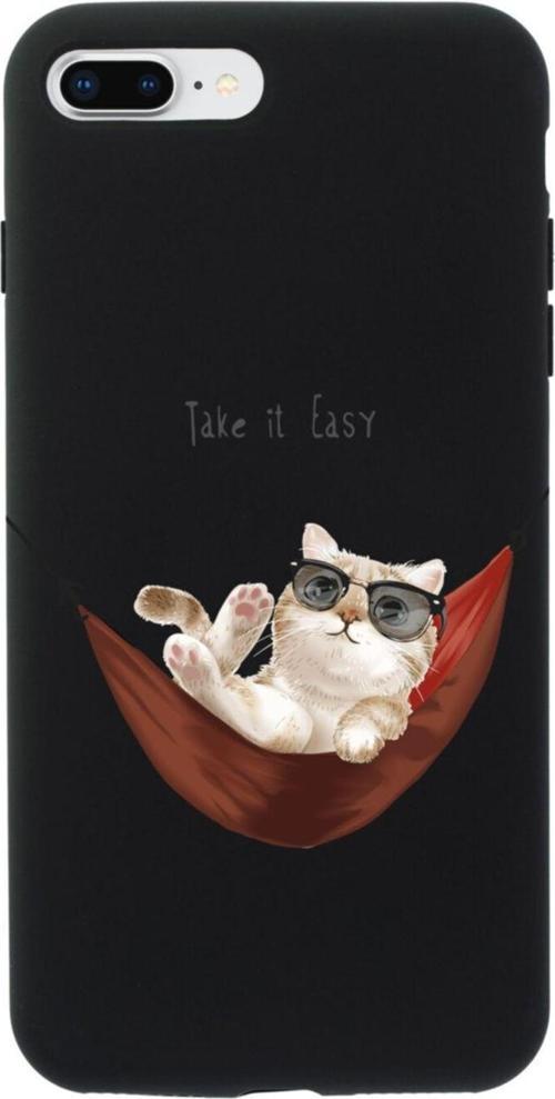 İphone 7 Plus Take It Easy Tasarımlı Siyah Telefon Kılıfı