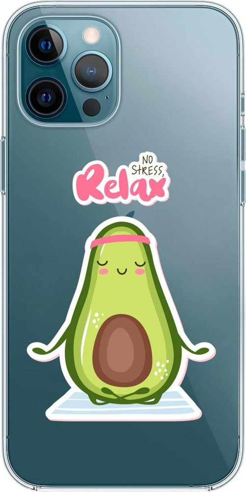 Iphone 12 Pro Max Uyumlu Avocado Desenli Premium Şeffaf Silikon Kılıf