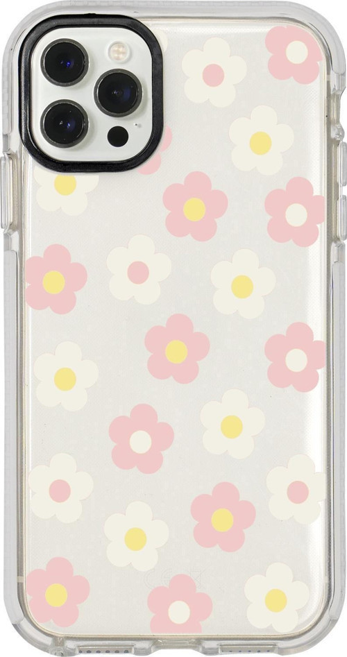 İphone 12 Pro Max Uyumlu Minik Çiçekler Desenli Candy Bumper Silikonlu Telefon Kılıfı