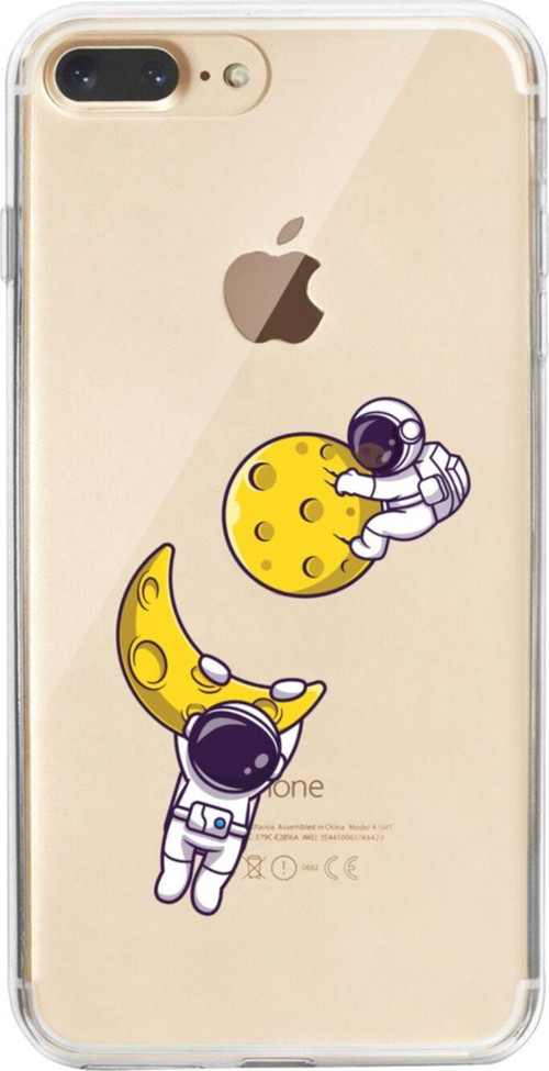 İphone 7 Plus Astronot Ay Ve Yıldız Şeffaf Telefon Kılıfı