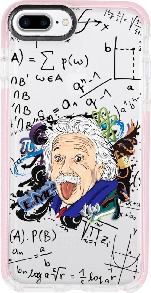 İphone 8 Plus Einstein In Formula Desenli Candy Bumper Silikonlu Telefon Kılıfı