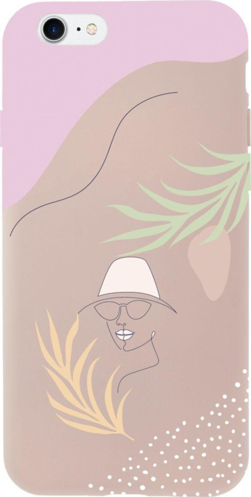 İphone Se Face Art Flower Tasarımlı Pembe Telefon Kılıfı