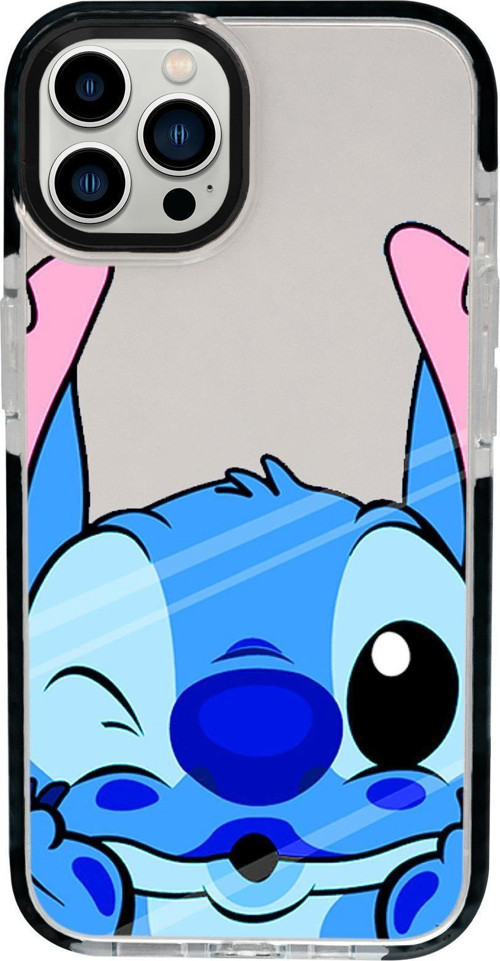 İphone 15 Pro Max Uyumlu Stitch Desenli Candy Bumper Darbe Emci Silikonlu Telefon Kılıfı