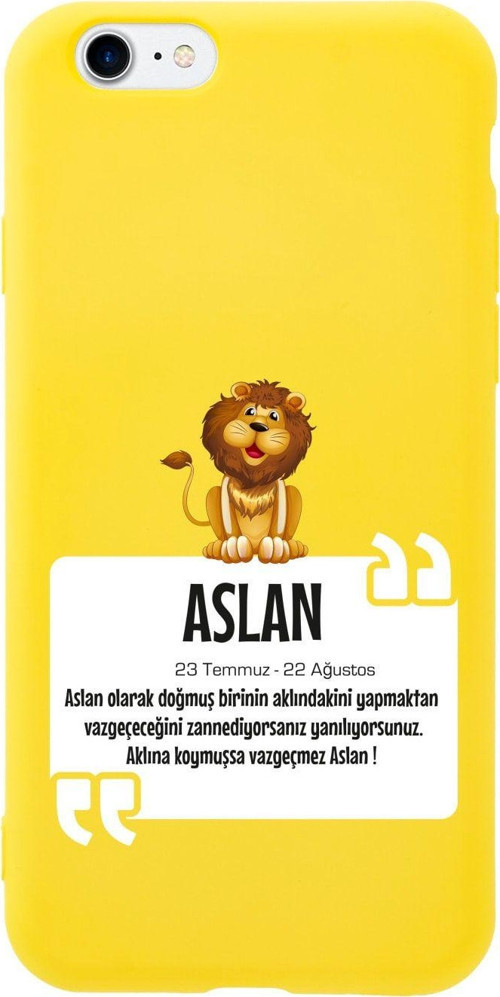 İphone 8 Aslan Burcu Tasarımlı Sarı Telefon Kılıfı