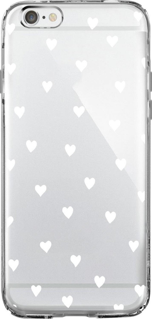 İphone 6 Plus Uyumlu Beyaz Kalpler Premium Şeffaf Silikon Kılıf