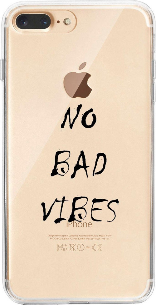 İphone 8 Plus No Bad Vibes Desenli Şeffaf Telefon Kılıfı
