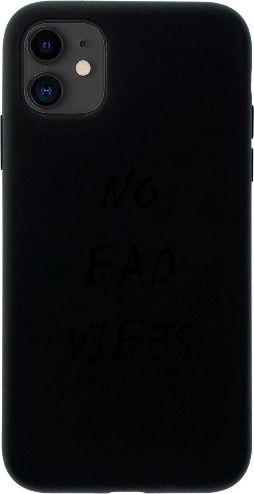 Iphone 11 No Bad Vibes Tasarımlı Siyah Telefon Kılıfı