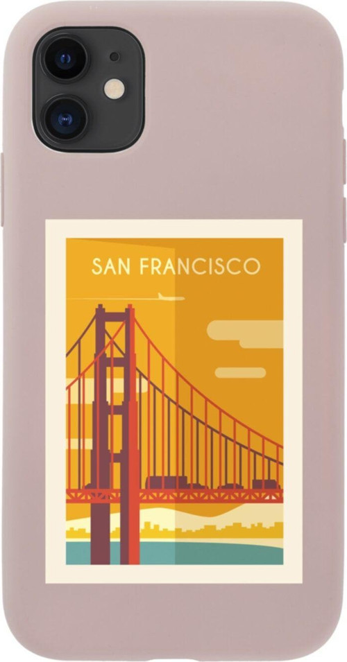 Iphone 11 San Francisco Tasarımlı Pembe Telefon Kılıfı