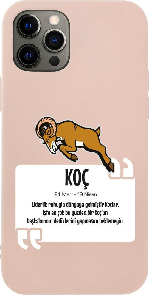 Iphone 12 Pro Max Koç Burcu Tasarımlı Pembe Telefon Kılıfı