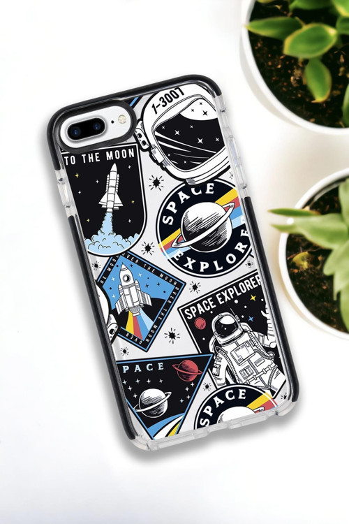 İphone 8 Plus - 7 Plus Uyumlu Space Desenli Premium Silikonlu Lansman Telefon Kılıfı