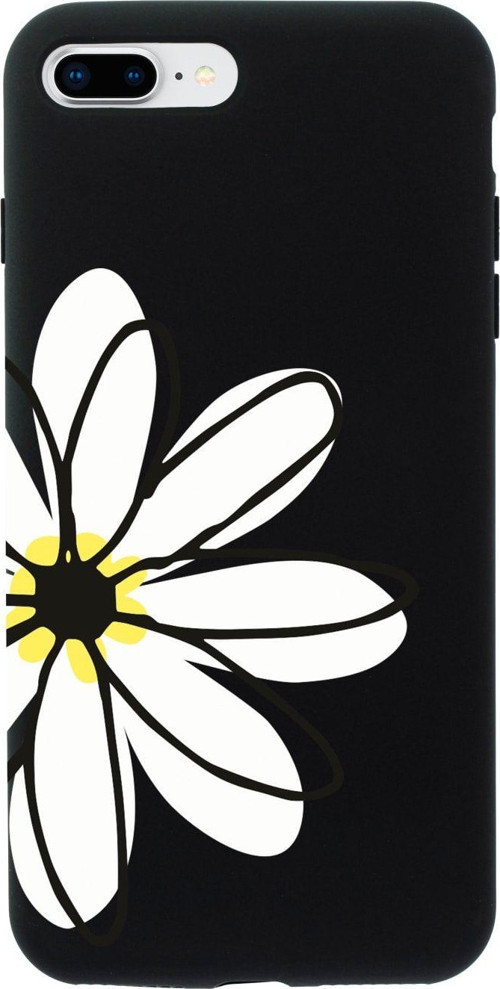İphone 7 Plus Papatya Tasarımlı Siyah Telefon Kılıfı