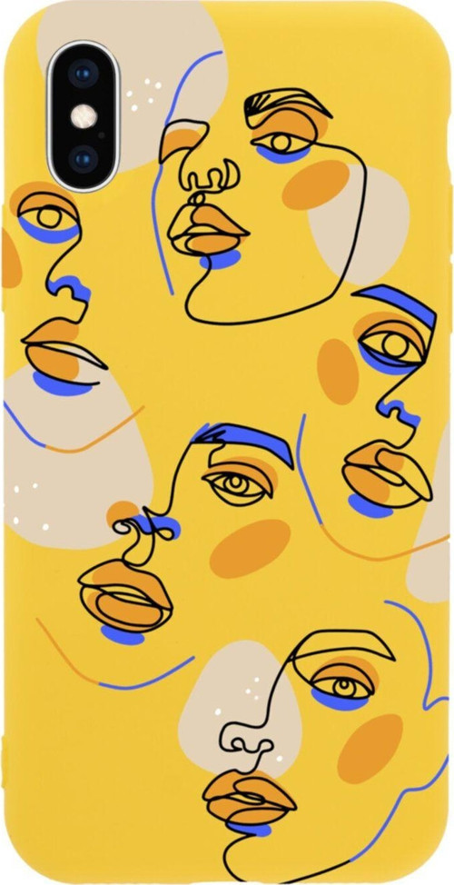 İphone Xs Surreal Face Tasarımlı Sarı Telefon Kılıfı