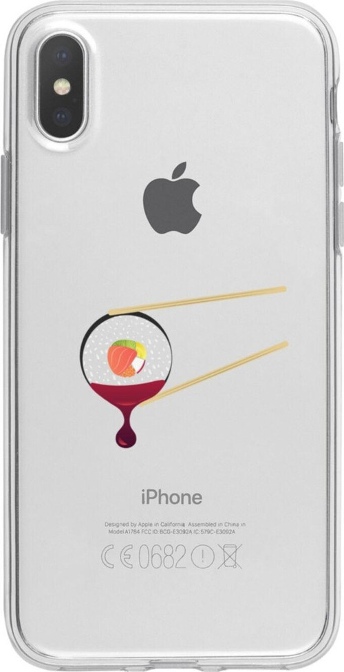 İphone Xs Sushi Tasarımlı Şeffaf Telefon Kılıfı