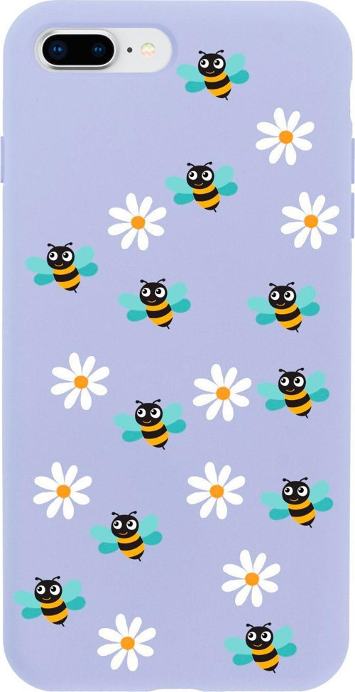 İphone 8 Plus Bee Etiket Tasarımlı Lila Telefon Kılıfı